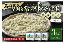 【のし可】茨城県産 常陸秋そば そば粉 1kg×3袋入 そば 蕎麦 ソバ 蕎麦粉 そば打ち 茨城県産 国産 農家直送 ギフト 贈答 【茨城県共通返礼品 / 桜川市】61-A
