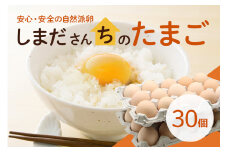 しまださんちのたまご 30個 (27個＋割れ補償3個) 鶏卵 卵 たまご タマゴ 玉子 こだわり 安心 安全 無着色 非遺伝子組換 健康 美容 ご飯 ごはん 68-A