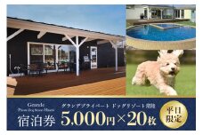 グランデ プライベート ドッグリゾート常陸宿泊券 5,000円×20枚（平日限定） 愛犬 ペットOK ドッグラン プール 温泉 サウナ ホテル チケット 宿泊 旅行 宿泊券 旅行券 72-E