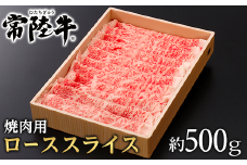 128茨城県産黒毛和牛「常陸牛」ローススライス焼肉用約500ｇ