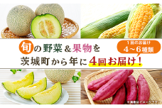 162 定期便 果物 フルーツ 野菜 茨城町 旬 年に4回 お届け お楽しみ メロン サツマイモ とうもろこし 等