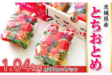 002茨城県産いちご「とちおとめ」1.04kg（4パック）【2026年1月中旬頃～3月下旬頃発送予定】