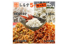 しらす 5品 食べ比べ セット (釜揚げしらす しらす干し ちりめん ちりめん山椒 しらす佃煮) 天然 大洗 シラス 茨城県  離乳食