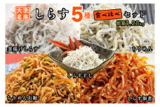 しらす 5品 食べ比べ セット (釜揚げしらす しらす干し ちりめん ちりめん山椒 しらす佃煮) 天然 大洗 シラス  離乳食
