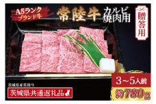 【ギフト用】常陸牛 カルビ 焼肉用 約780g (3～5人前) ( 茨城県共通返礼品・茨城県産 ) ブランド牛 茨城 国産 黒毛和牛 霜降り 牛肉 冷凍