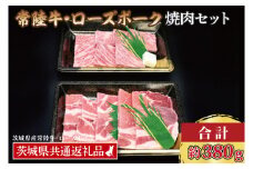 【常陸牛・ローズポーク焼肉セット(2~3人前)】 常陸牛 カルビ 約180g ローズポーク 約200g (ロース100g ばら100g) （茨城県共通返礼品・茨城県産）ブランド牛 茨城 国産 黒毛和牛 霜降り 牛肉 ブランド豚 豚肉 冷凍 焼肉