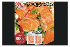 訳あり サーモン 切り落とし 800g (400g×2袋） < 数量限定 >＜ 生食OK ＞ < 工場直送 > 不揃い 個包装 小分け サーモン刺身 刺身 スライスサーモン 切り落としサーモン 鮭 サケ シャケ 冷凍 魚介 海鮮