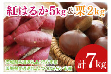 【先行予約】【2025年9月より順次発送】紅はるか5kg と 栗2kg（茨城県共通返礼品：行方市、つくばみらい市）｜さつまいも サツマイモ べにはるか くり セット 数量限定 茨城県 大子町（CD121）