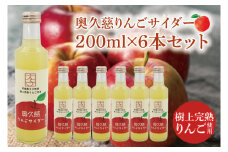 【数量限定】奥久慈りんごサイダー 200ml×6本セット｜茨城県 大子町 林檎 完熟 果汁 ジュース  炭酸 飲料（AV014）