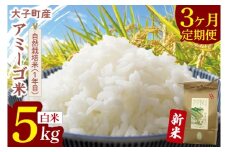 【3ヶ月定期便】【先行予約】【11月中旬より順次発送予定】令和7年産 新米 5kg アミーゴ米 【白米】（コシヒカリ・天日干し米・自然栽培米 （1年目））｜茨城県 大子町 袋田 米 精米 おだがけ米 はざがけ米 いねかけ米 先行予約 定期 毎月 3回 連続 農福連携 (CA018)