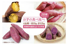 【先行予約】お芋の食べ比べ さつまいも 4品種×約3㎏ 計12㎏（茨城県共通返礼品：行方市産）※2025年10月上旬～2026年3月下旬頃に順次発送予定（CD089）
