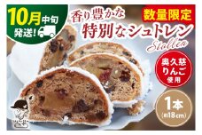 【数量限定】【10月中旬発送】奥久慈りんごのシュトレン 1本（約18㎝）≪ミチルベーカリー≫｜茨城県 大子町 手作り パン 菓子パン クリスマス お菓子 洋菓子 ケーキ スイーツ ドライフルーツ ナッツ(CF001-10)