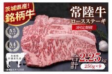 【茨城県共通返礼品】【3回定期便】常陸牛ロースステーキ 計2.25kg(250g×9)【銘柄牛 牛肉 冷凍 たんぱく質 ビタミン 茨城県産】(81-10)