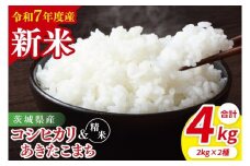 【10月中旬から発送】【先行予約】【令和7年産新米】茨城県産　精米　食べ比べ　（コシヒカリ　あきたこまち）　各2kg（85-46）