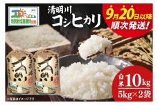 【令和7年9月20日以降順次発送】【先行予約】新米令和7年産茨城県特別栽培認証 清明川コシヒカリ白米5kg×2袋【米 おこめ こしひかり  特別栽培米 農家直送 直送 茨城県 阿見町】（04-02-1）