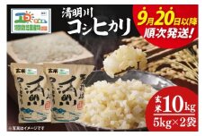 【令和7年9月20日以降順次発送】【先行予約】新米令和7年産 茨城県特別栽培認証 清明川コシヒカリ玄米 5㎏×2袋【米 おこめ こしひかり  特別栽培米 農家直送 直送 茨城県 阿見町】（04-20-1）
