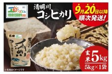 【令和7年9月20日以降順次発送】【先行予約】新米令和7年産 茨城県特別栽培認証 清明川コシヒカリ玄米 5㎏【米 おこめ こしひかり  特別栽培米 農家直送 直送 茨城県 阿見町】（04-19-1）