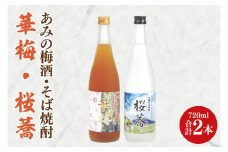 あみの梅酒・そば焼酎 華梅・桜蕎 2本セット【南高梅 熟成梅酒 常陸秋そば ロック ソーダ割 阿見町 茨城県】（42-03）
