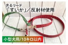 『すいか柄』オリジナル反射材の光る犬用リード【小型犬10kg用】【散歩 愛犬 夜散歩 手作り 阿見町 茨城県】(40-13)
