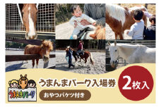 55-01 うまんまパーク入場券（おやつバケツ付き）2枚セット【馬 パーク 牧場 乗馬 入場券 茨城県 阿見町】