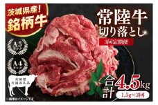 【茨城県共通返礼品】【3ヶ月定期便】大容量！常陸牛切り落とし 1.5kg（500g×3）【黒毛和牛 国産 銘柄牛 牛肉 肉 冷凍 茨城県産】(81-31)