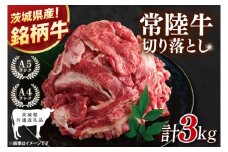 【茨城県共通返礼品】大容量！常陸牛切り落とし 3kg（500g×6）【黒毛和牛 国産 銘柄牛 牛肉 肉 冷凍 茨城県産】(81-38)