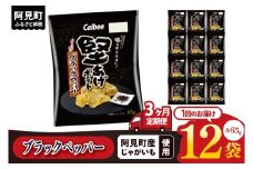 【3回定期便】カルビー 堅あげポテト ブラックペッパー（65g） 12個｜Calbee お菓子 菓子 おやつ おかし ぽてち ポテチ スナック おつまみ ジャガイモ じゃがいも（93-32）