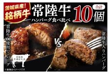 【茨城県共通返礼品】常陸牛100％ vs 常陸牛入りハンバーグの食べ比べセット （計10個入り）【黒毛和牛 牛肉 銘柄牛 真空 小分け 個包装 冷凍 茨城県 阿見町】(81-47)