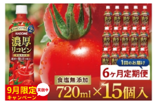 【9月限定価格】【6回定期便】カゴメ 濃厚リコピン トマトジュース 720ml×15個｜KAGOME とまと 野菜 高リコピン（93-204）