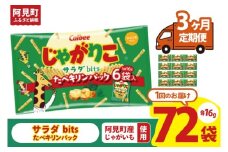 【3ヶ月定期便】カルビー じゃがりこサラダ bits たべキリンパック 96g(16g×6袋)×12個｜Calbee お菓子 菓子 おやつ おかし ぽてち ポテチ スナック おつまみ ジャガイモ じゃがいも（93-77）