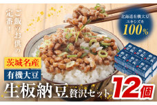 納豆 茨城名産 生板納豆 有機大豆 セット 12個 有限会社秋山食品《90日以内に出荷予定(土日祝除く)》茨城県 河内町 有機 納豆 茨城県産 茨城 ナットウキナーゼ たれ