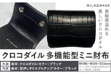 財布 多機能型 ミニ財布 WILDSWANS クロコダイル 皮 ブラック 有限会社ケイズファクトリー《120日以内に出荷予定(土日祝除く)》茨城県 河内町 ナイルクロコ 耐久性 高級 型押し サドルプルアップ 皮製品 雑貨 st-p