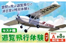 セスナ機遊覧飛行体験 ペア フライトA（約8分コース） 新中央航空株式会社《30日以内に出荷予定(土日祝除く)》茨城県 河内町 セスナ 飛行体験
