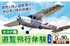 セスナ機遊覧飛行体験 3名 フライトQ（約90分コース） 新中央航空株式会社《30日以内に出荷予定(土日祝除く)》茨城県 河内町 セスナ 飛行体験