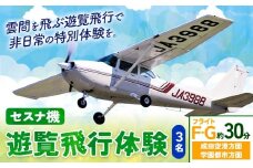 セスナ機遊覧飛行体験 3名 フライトF・G（約30分コース） 新中央航空株式会社《30日以内に出荷予定(土日祝除く)》茨城県 河内町 セスナ 飛行体験
