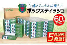 K2565 境トリニタス応援 ボックスティッシュ 400枚(200組) × 60箱 日用品 防災 消耗品 必需品 花粉 風邪 ティッシュ ボックス ボックスティッシュ
