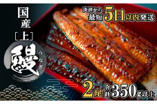 K2185 【2025年8月内発送】 国産うなぎ蒲焼き2尾 350g以上！