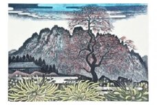 S58 【数量限定】【木版画家・富張廣司】妙義・秋深し（28㎝×40㎝・額付）