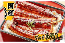K2396 国産うなぎ 蒲焼き 境町秘伝のタレ 4度焼きあげ 5尾 計650g以上 簡易包装 タレ 山椒 付き