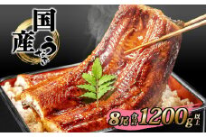 K2393 国産 うなぎ 蒲焼き 境町秘伝のタレ 4度焼きあげ 8尾 計1,200g以上 簡易包装 タレ 山椒 付き