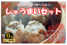 《6回定期便》手作り点心の店　Syun358. しゅうまい 20個（ノーマル10個・おとな10個）食べ比べセット