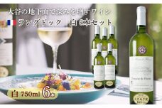 大谷の天然地下蔵で深みを増すワイン　ラングドック白 6本セット【配送不可地域：離島】