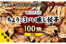 『定期便』宇都宮餃子 運気アップ餃子 ちょう×3いい感じ餃子　合計100個　保存料不使用　全12回【配送不可地域：離島】