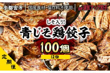 『定期便』宇都宮餃子 運気アップ餃子 香り鮮やか青じそ鶏餃子100個　保存料不使用　全12回【配送不可地域：離島】