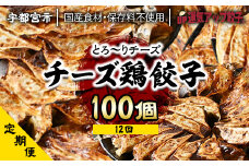 『定期便』宇都宮餃子 運気アップ餃子 チーズ鶏餃子　保存料不使用100個　全12回【配送不可地域：離島】