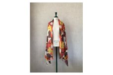 ◎海外要人向け贈呈品選出 足利銘仙(ほぐし織り)シルクストール ART.Techno-RJ【海外要人向け 贈呈品 羽織り 大判 シルク ストール 栃木県 足利市 】 F7Z-312