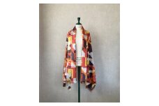 ◎海外要人向け贈呈品選出 足利銘仙(ほぐし織り)シルクストール ART.Techno-R【海外要人向け 贈呈品 羽織り 大判 シルク ストール 栃木県 足利市 】 F7Z-313
