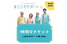 まごころサポート1時間分チケット（20分サポート券×3枚）【 サポート チケット 栃木県 足利市 】 F7Z-1314