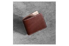 栃木レザー使用｜やわらか本革二つ折り財布｜Half wallet 02｜チョコ｜minca（全5色）