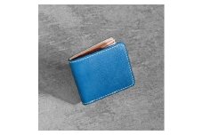 栃木レザー使用｜やわらか本革二つ折り財布｜Half wallet 02｜ブルー｜minca（全5色）